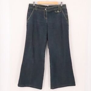 Ann Taylor Loft Wide Leg Denim Trouser Jean Womens Size 8 Closet Staple Office